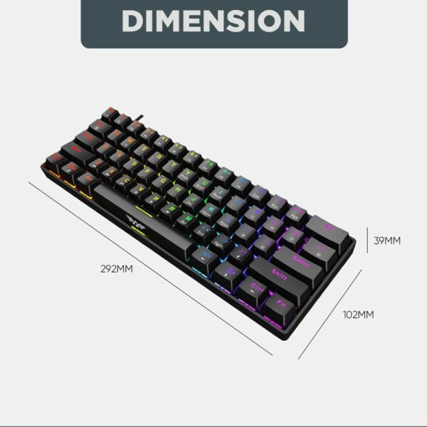 Armaggeddon Gaming Keyboard Mech 61K Clicky (Blue) MKA-1C NEX Black - Image 3