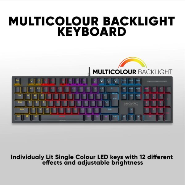 Armaggeddon Gaming Keyboard Mech 104K Clicky (Blue) MKA-7C (2024) Black - Image 9