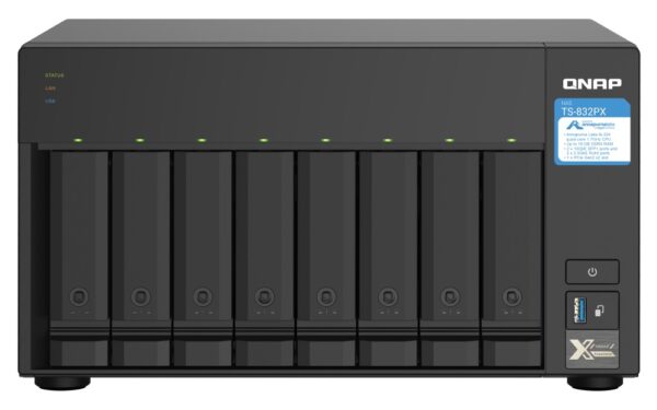 QNAP NAS 8-Bay Tower Quad-Core, 4GB RAM, PCIe Slot, 10GbE SFP+, 2.5GbE TS-832PX - Image 3