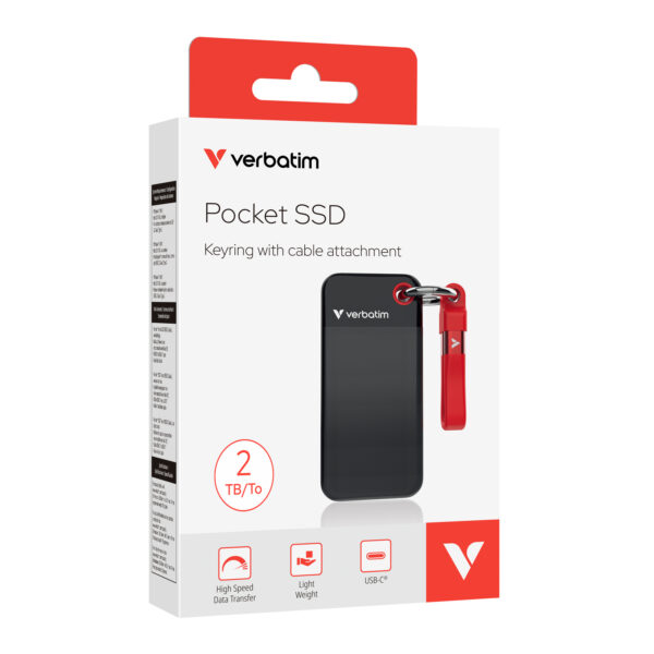 Verbatim SSD Portable POCKET KEYRING 3.2 Gen2 2TB Black/Red - Image 4