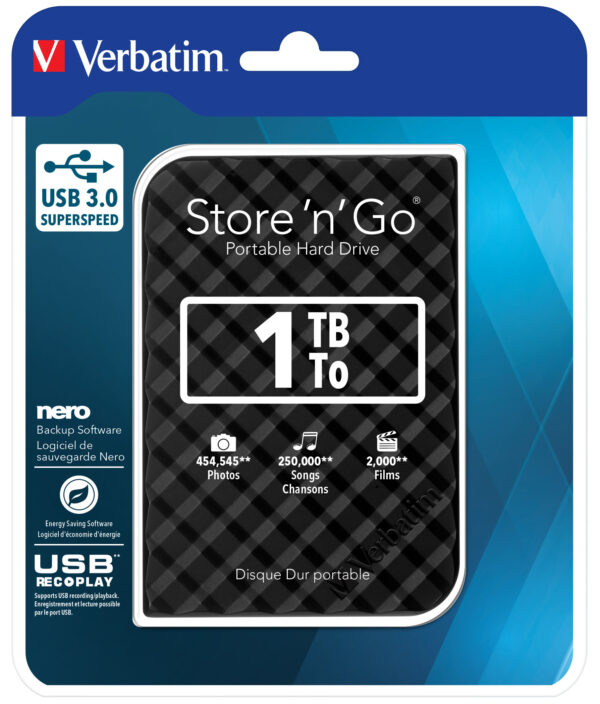 Verbatim HDD External STORE'N'GO 2.5'' USB3.0 Slim 1TB Black - Image 3