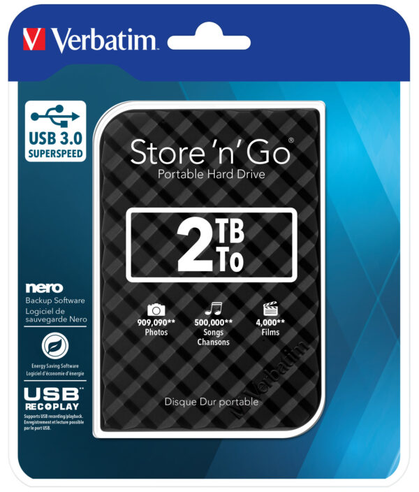 Verbatim HDD External STORE'N'GO 2.5'' USB3.0 Slim 2TB Black - Image 3