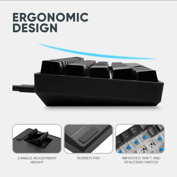 Armaggeddon Gaming Keyboard Mech 61K Clicky (Blue) MKA-1C NEX Black - Image 7
