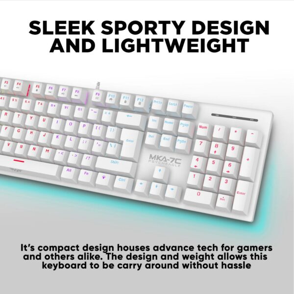 Armaggeddon Gaming Keyboard Mech 104K Clicky (Blue) MKA-7C (2024) White - Image 2