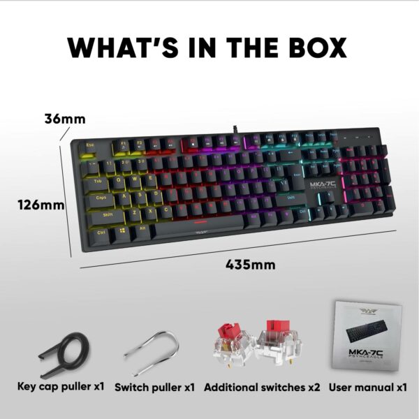 Armaggeddon Gaming Keyboard Mech 104K Clicky (Blue) MKA-7C (2024) Black - Image 3
