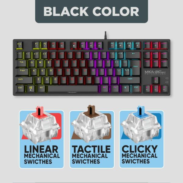 Armaggeddon Gaming Keyboard Mech 87K Linear (Red) MKA-2C NEO Black - Image 2