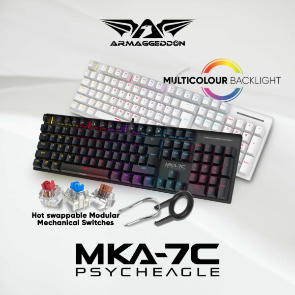 Armaggeddon Gaming Keyboard Mech 104K Clicky (Blue) MKA-7C (2024) Black - Image 8