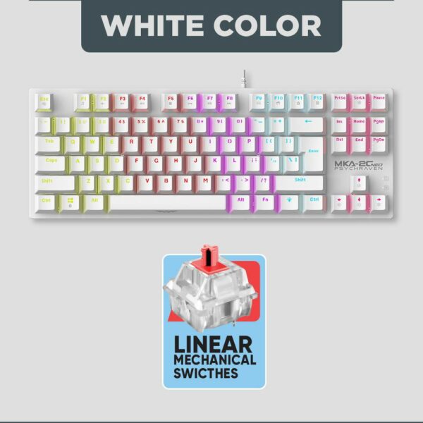Armaggeddon Gaming Keyboard Mech 87K Linear (Red) MKA-2C NEO White - Image 2