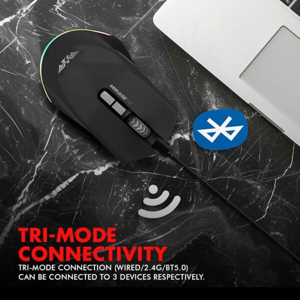 Armaggeddon Gaming Mouse Wired+2.4G+BT Recharge 7B MIRAGE VII Black - Image 7