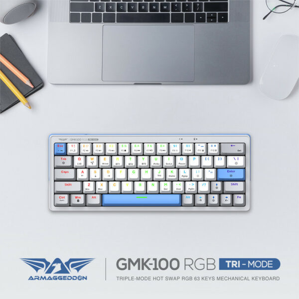 Armaggeddon Gaming Keyboard Mech 63K Linear (Red) Tri-Mode GMK-100 Spring - Image 3