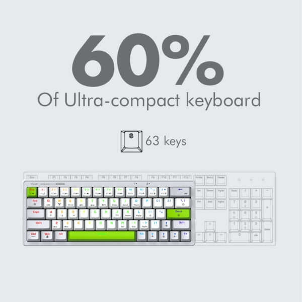 Armaggeddon Gaming Keyboard Mech 63K Linear (Red) Tri-Mode GMK-100 Spring - Image 10