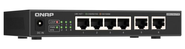 QNAP 6-Port Multi-Gig Unmanaged Switch with 4x 2.5GbE & 2x 10GbE RJ45 Ports QSW-2104-2T-R2 - Image 2