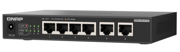 QNAP 6-Port Multi-Gig Unmanaged Switch with 4x 2.5GbE & 2x 10GbE RJ45 Ports QSW-2104-2T-R2 - Image 3