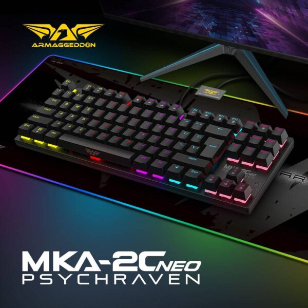 Armaggeddon MKA-2C NEO Black Mechanical Gaming Keyboard 87 Linear Red Keys - Image 2